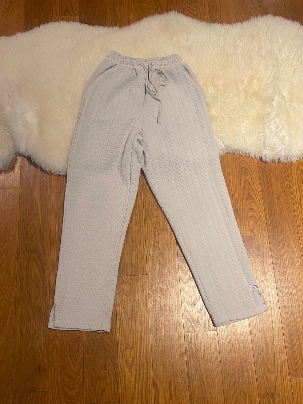 Boys White Cable-Knit Lounge Pants